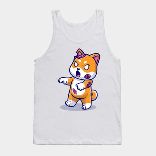 Cute Shiba Inu Dog Zombie Cartoon Tank Top